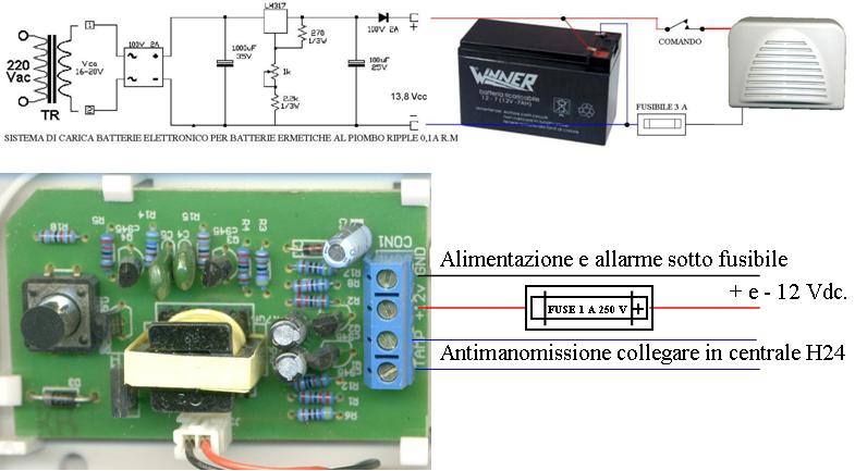 batteria sirena allarme scarica